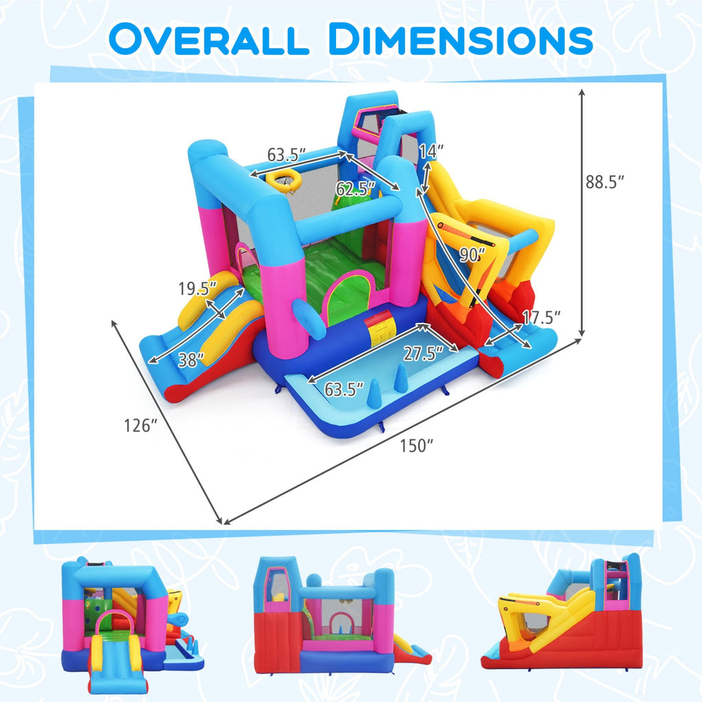 Inflatable Bounce House 8-in-1 Excavator Theme with Blower
