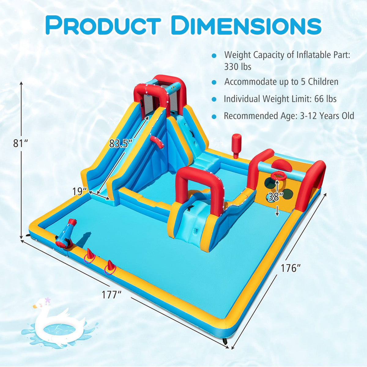 Inflatable Double Water Slide Park 9-in-1 Giant Bounce House 735W Blower Included