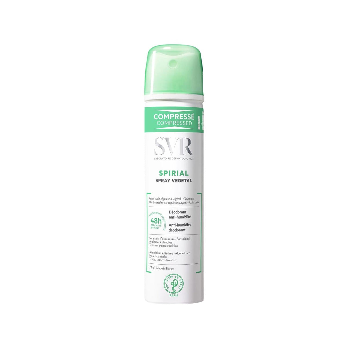 SVR Spirial Vegetal Deodorant Spray 75ml - Gentle, Natural, Hypoallergenic Deodorant for Sensitive Skin