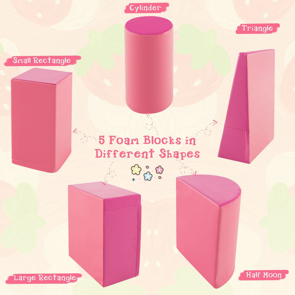 5-Piece Kids Climb and Crawl Activity Playset-Pink