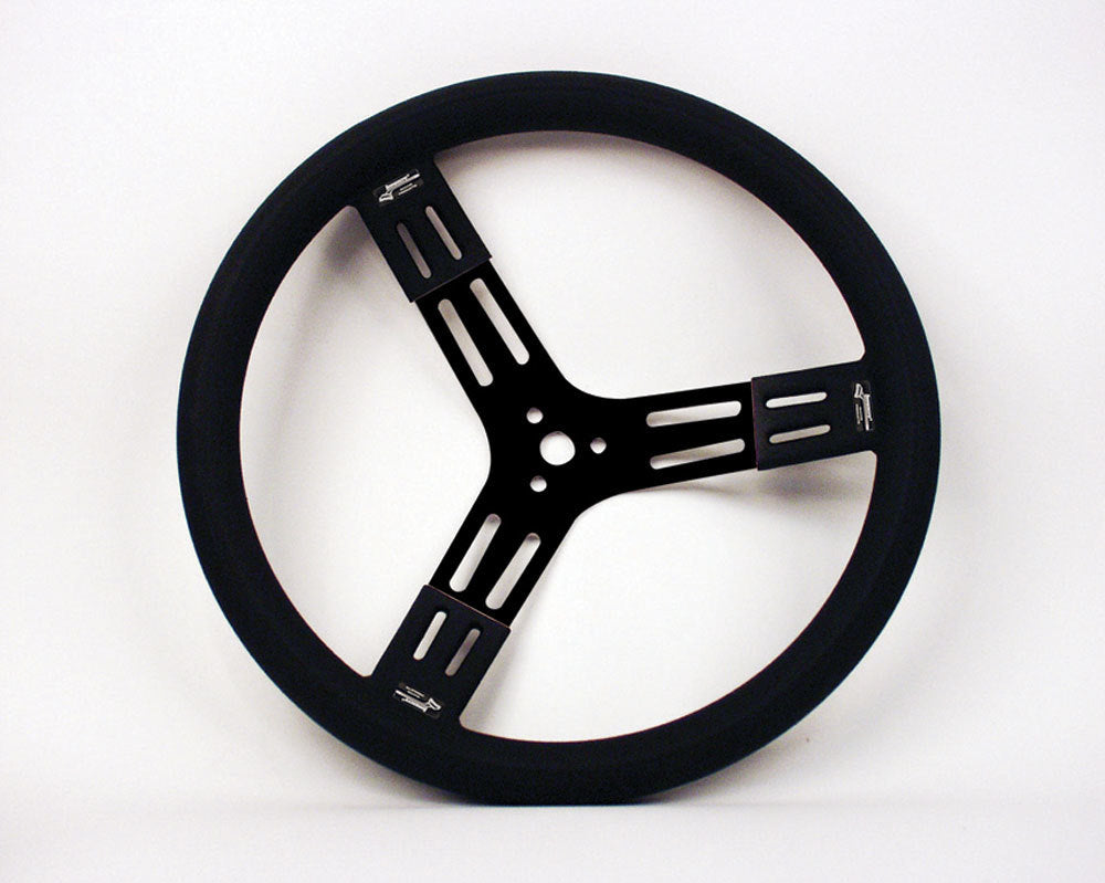 15in. Steering Wheel Black Steel Smooth Grip - 5256841