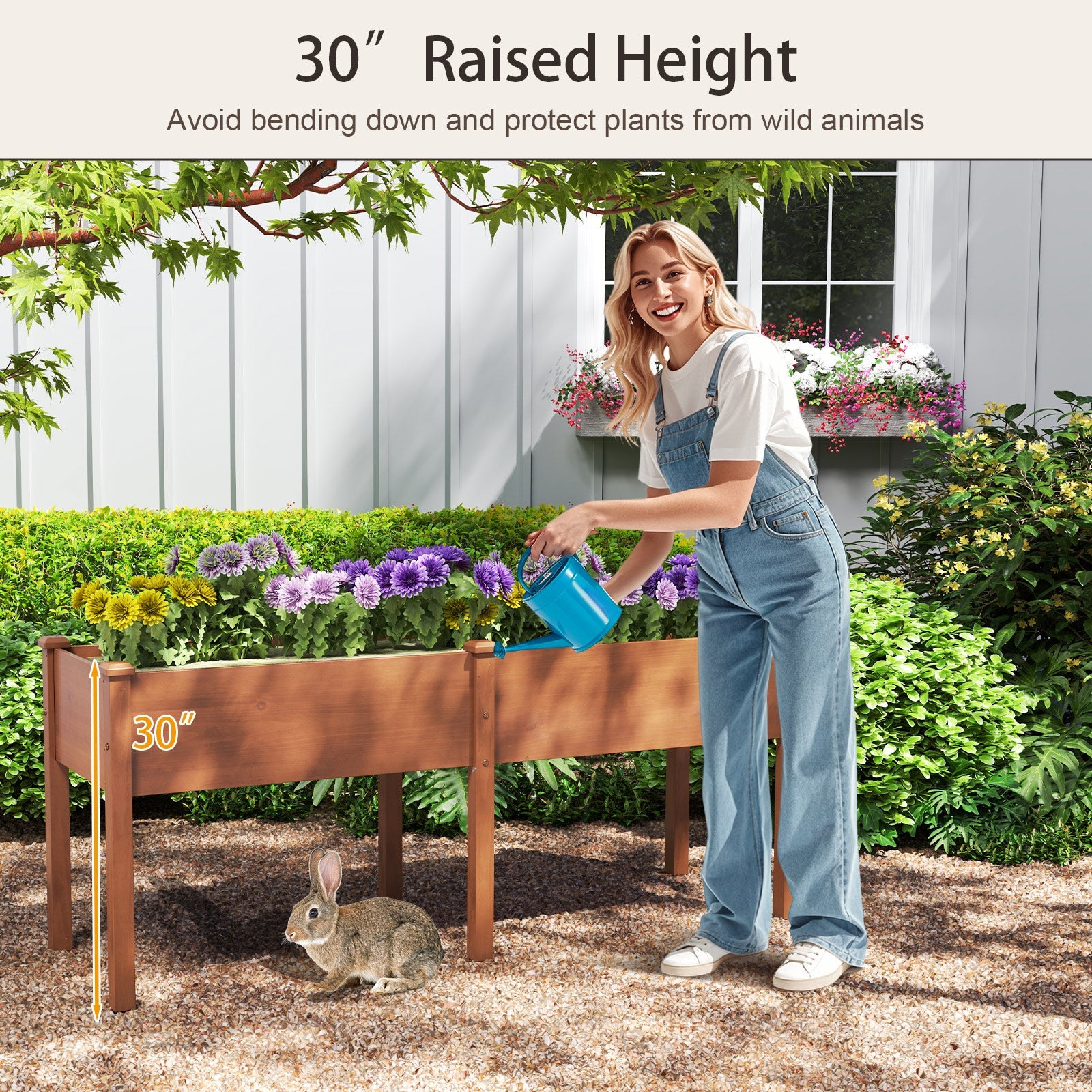 Large Raised Garden Bed with Drainage Holes and 6 Supporting Legs