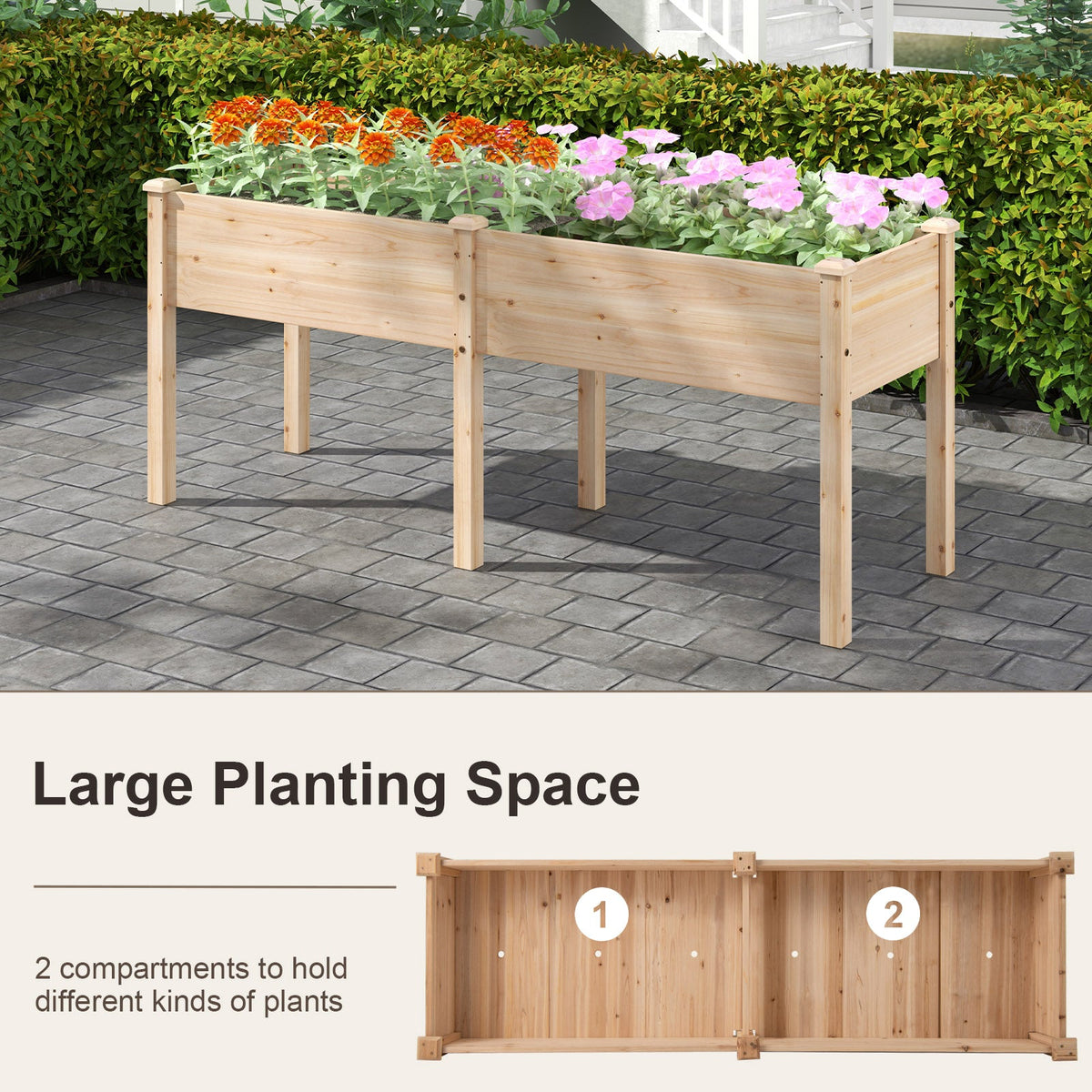 Large Raised Garden Bed with Drainage Holes and 6 Supporting Legs
