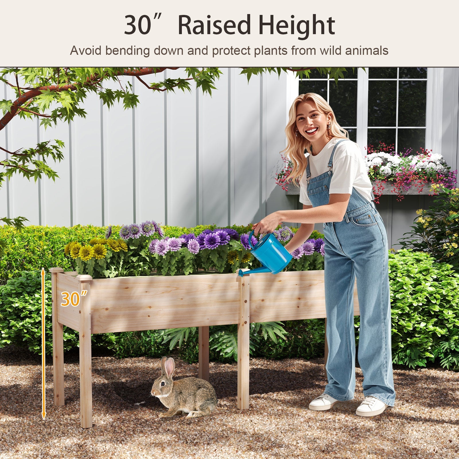 Large Raised Garden Bed with Drainage Holes and 6 Supporting Legs