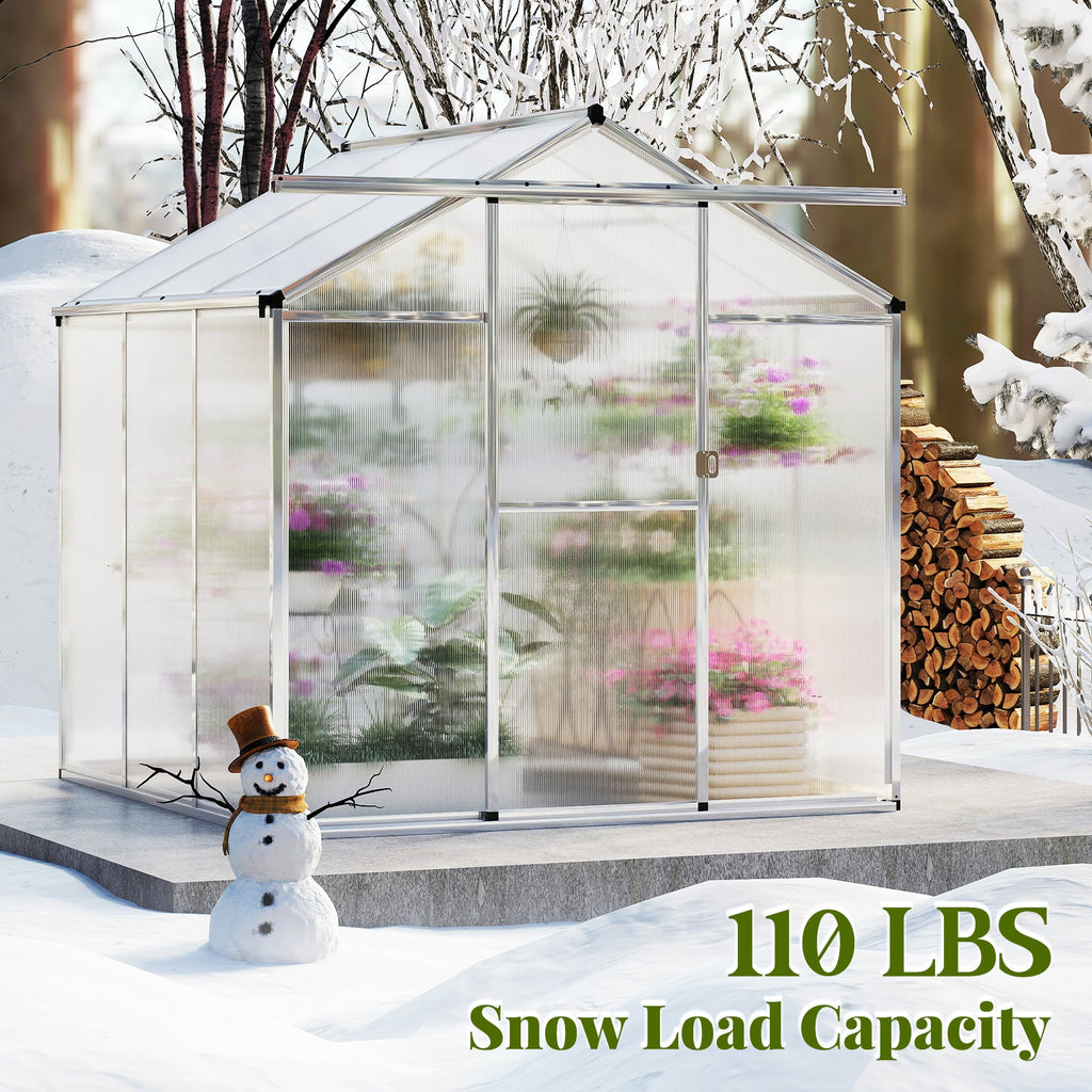 Large Walk-in Green House with Rain Gutters and Polycarbonate Panels