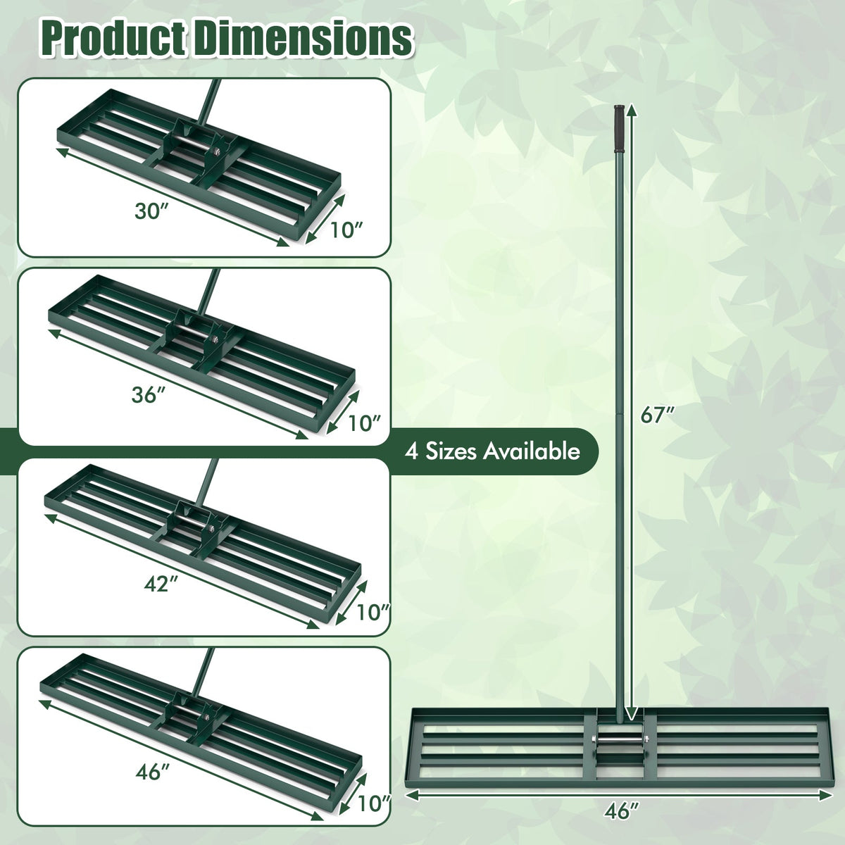 Lawn Leveling Rake 46 x 10 Inch Heavy Duty Lawn Level Tool for Soil