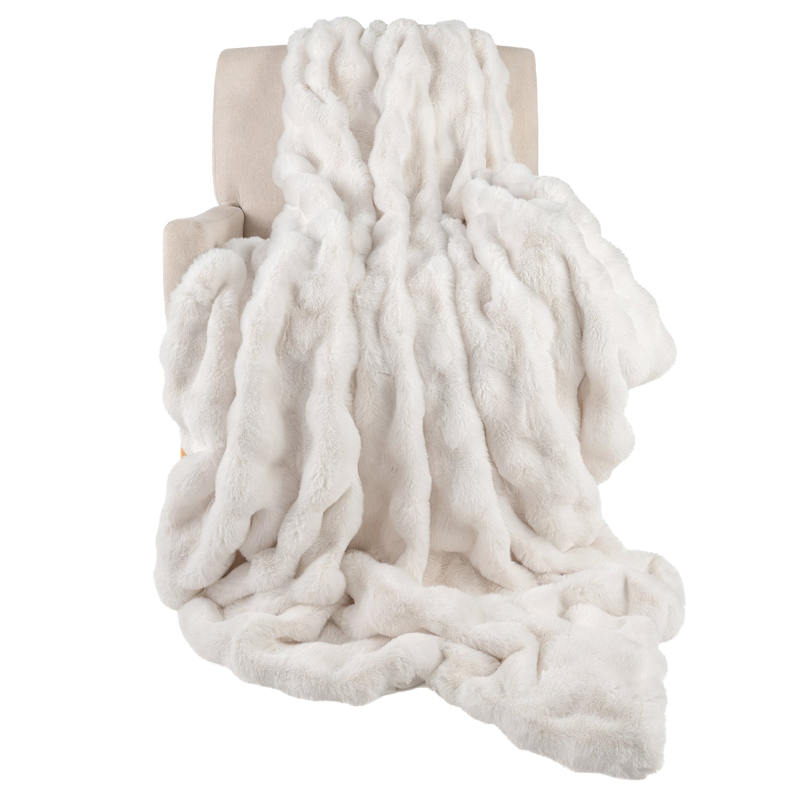 Luxury Fuzzy Plush Rabbit Fur Bubble Blanket for Armchair