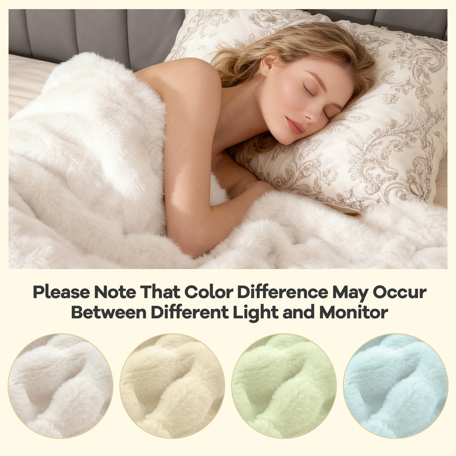 Luxury Fuzzy Plush Rabbit Fur Bubble Blanket for Armchair