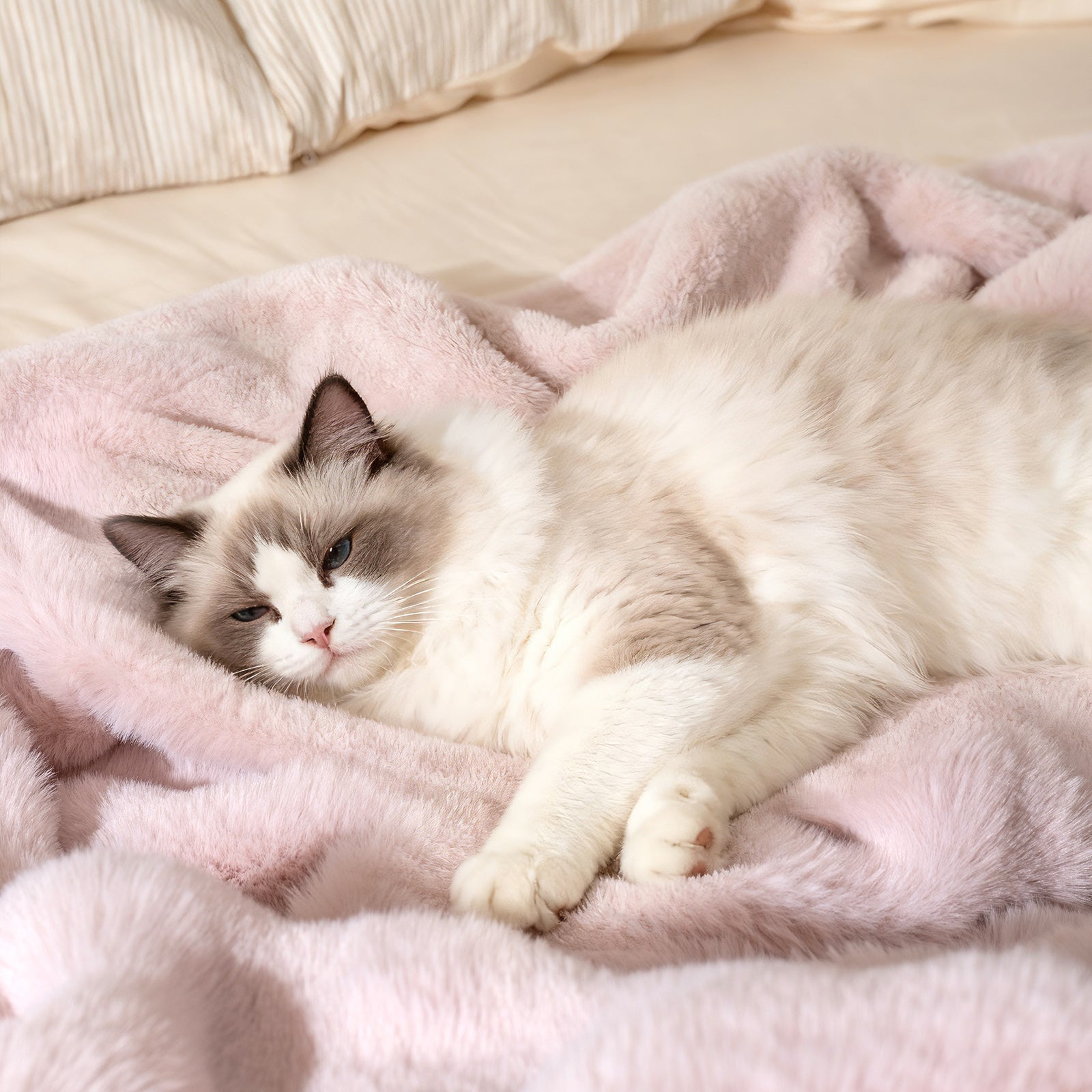 Luxury Fuzzy Plush Rabbit Fur Bubble Blanket for Armchair
