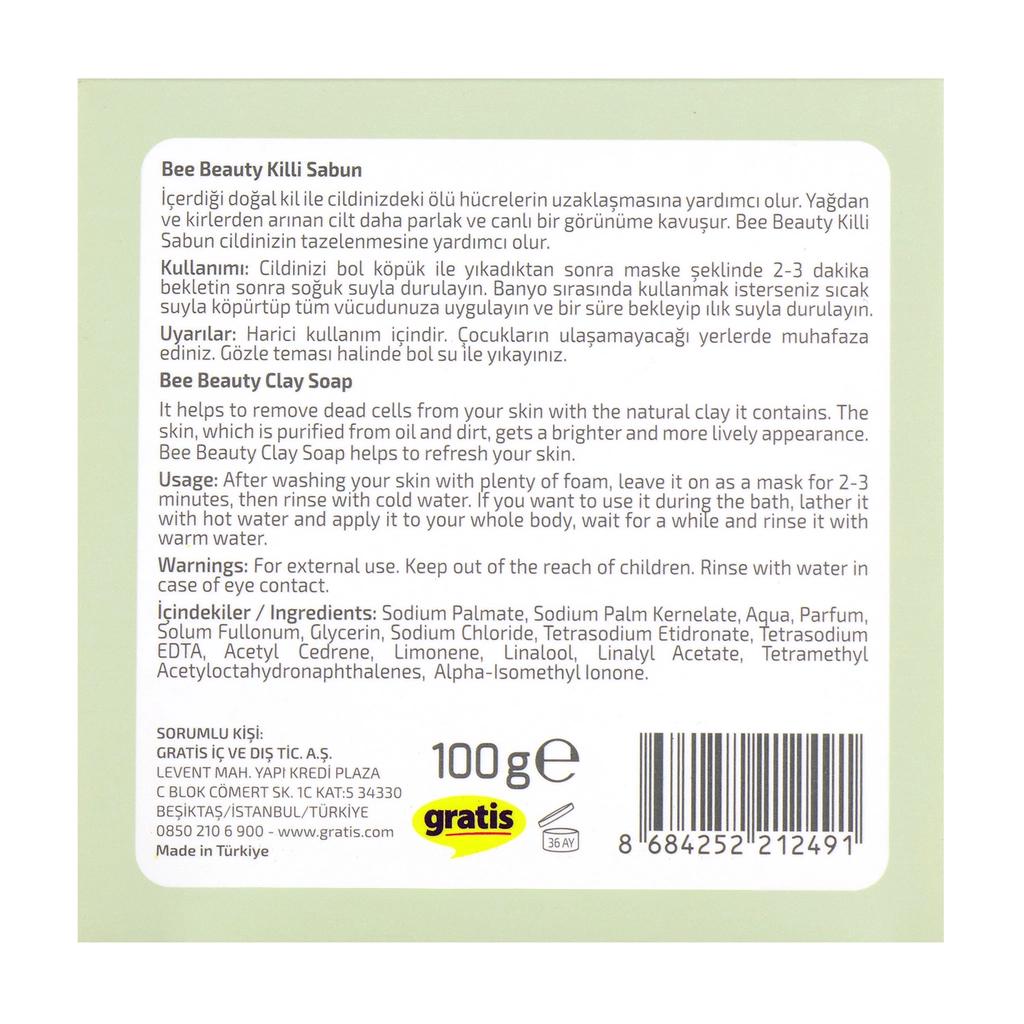 Bee Beauty Clay Bar Soap for Deep Cleansing 100g