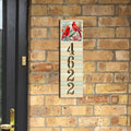 Handcrafted Wooden House Number Sign with Cardinals – Vertical & Horizontal Address Plaque for Porch or Entryway MA989833