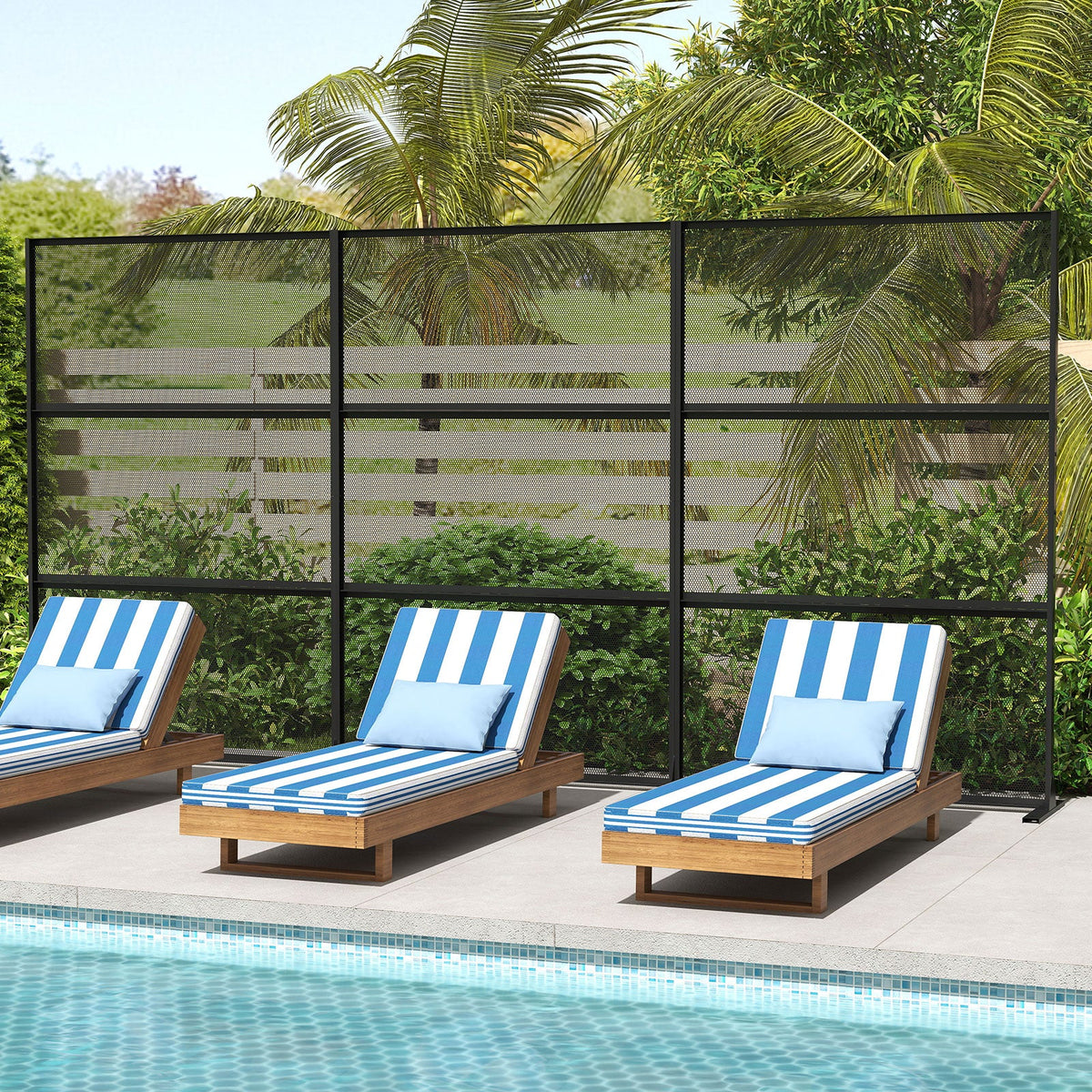 Set of 2 Metal Privacy Screen with Expansion Bolts