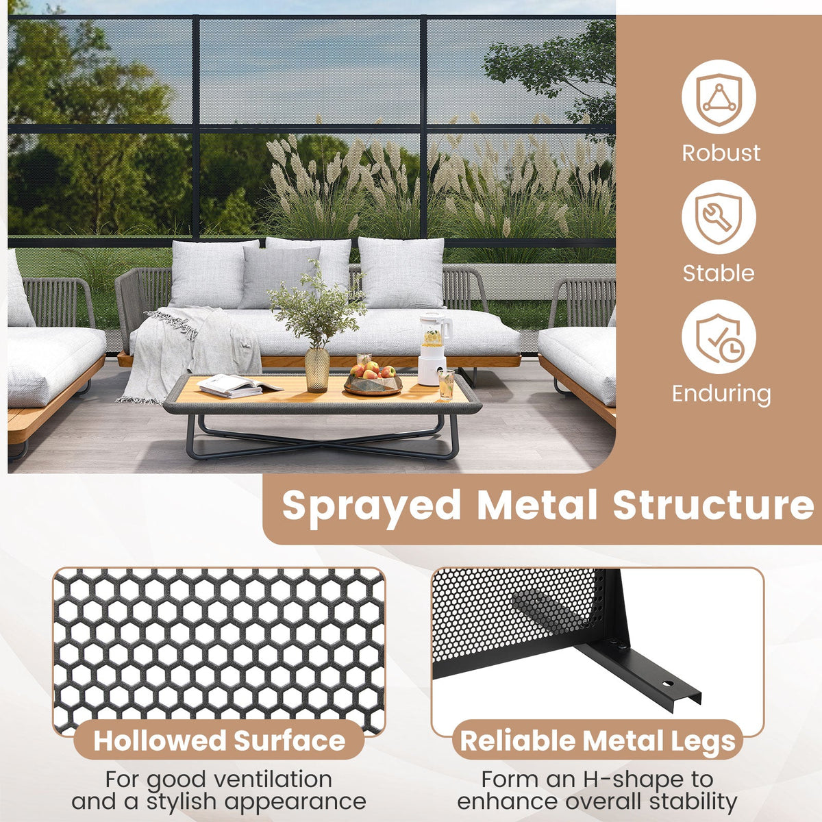 Set of 2 Metal Privacy Screen with Expansion Bolts