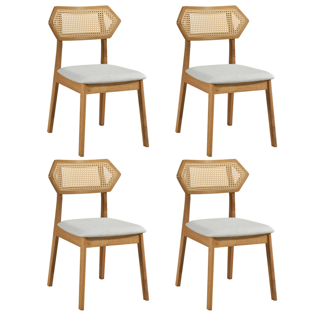 Rattan Dining Chairs Set of 4 with Curved Back