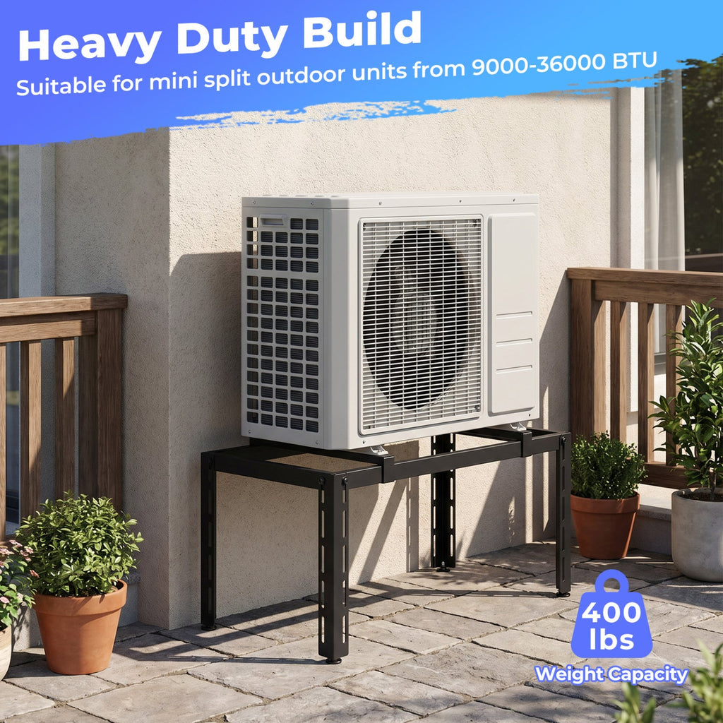 Mini Split Ground Stand Adjustable for 9000-36000 BTU Ductless Air Conditioners Heat Pump