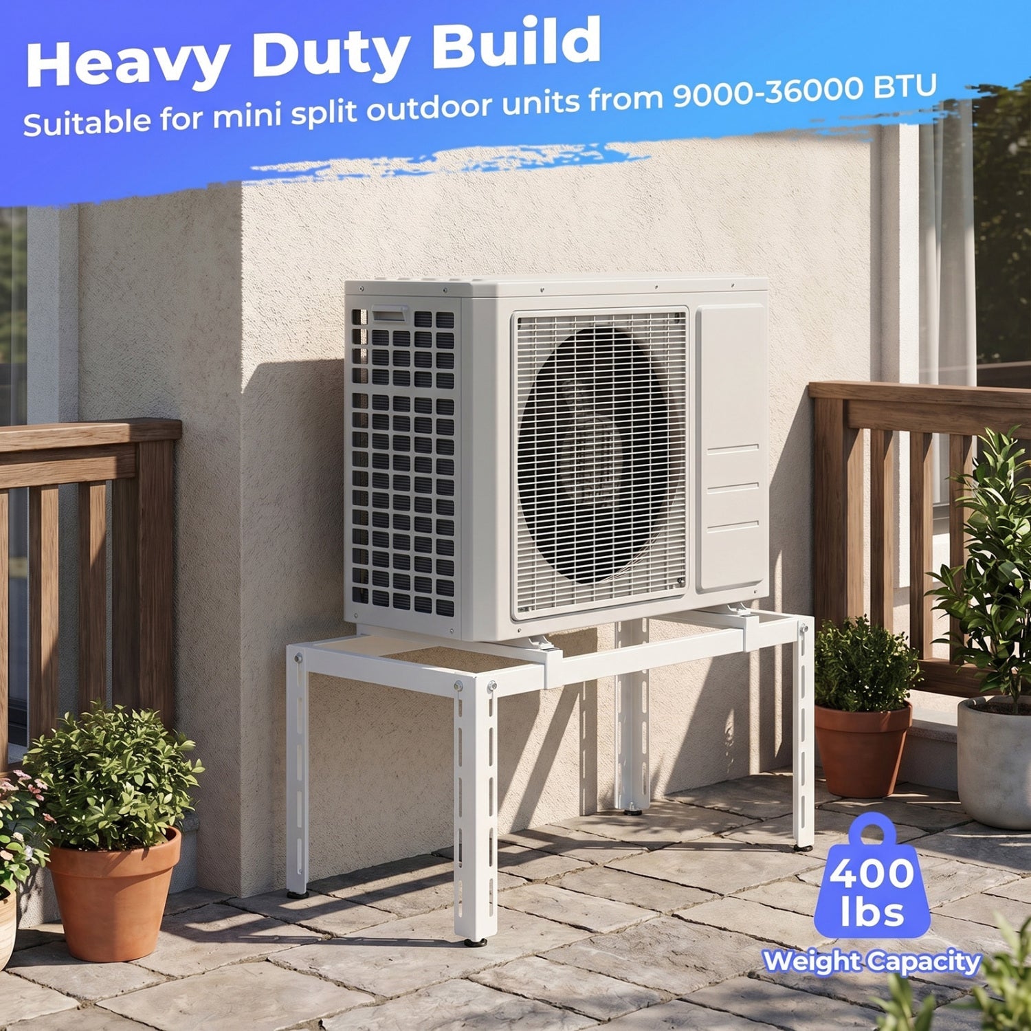 Mini Split Ground Stand Adjustable for 9000-36000 BTU Ductless Air Conditioners Heat Pump