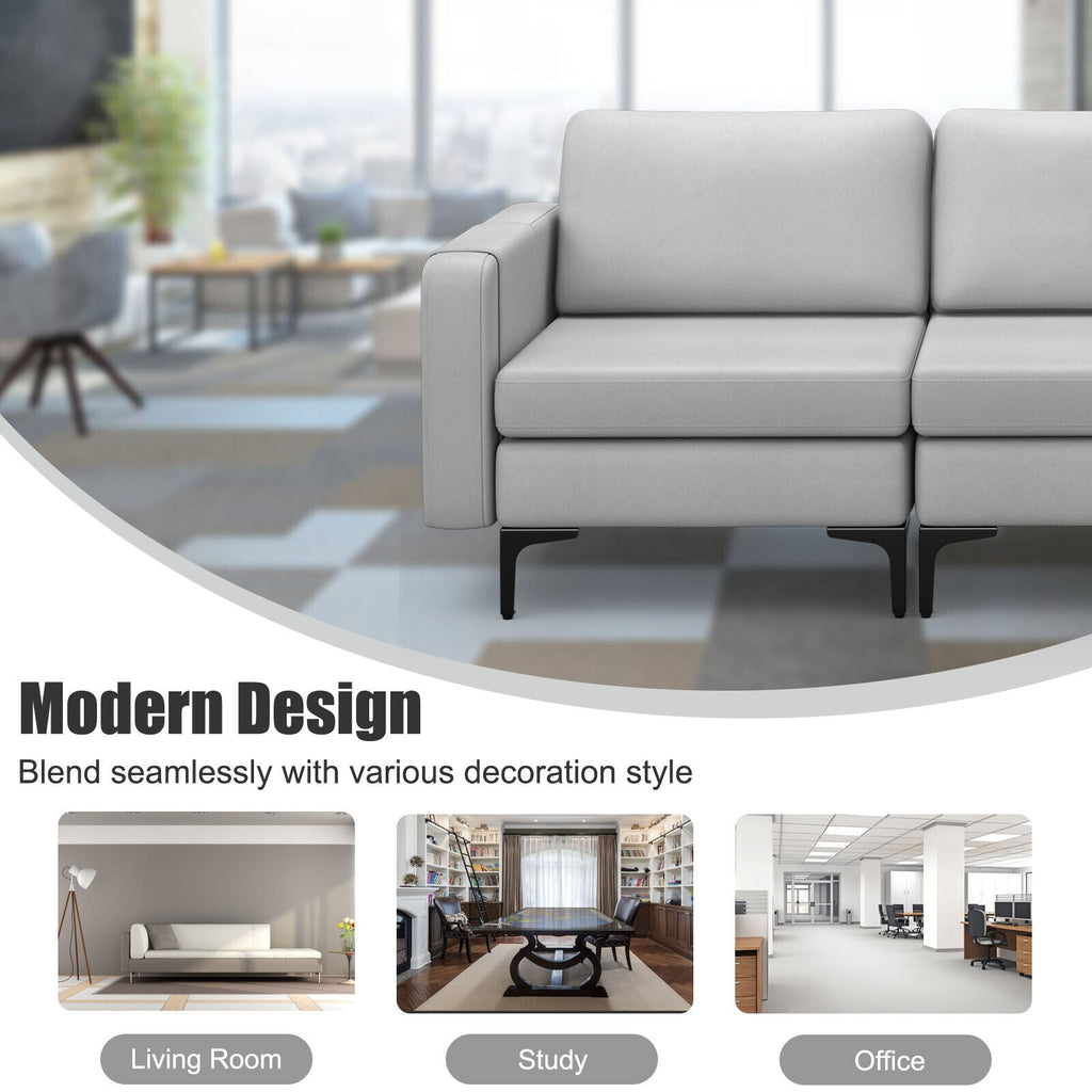3-Seat Sectional Sofa Couch with Armrest Magazine Pocket and Metal Leg