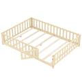 Montessori Bed Frame with Full-length Guardrails Safety Door and Latch