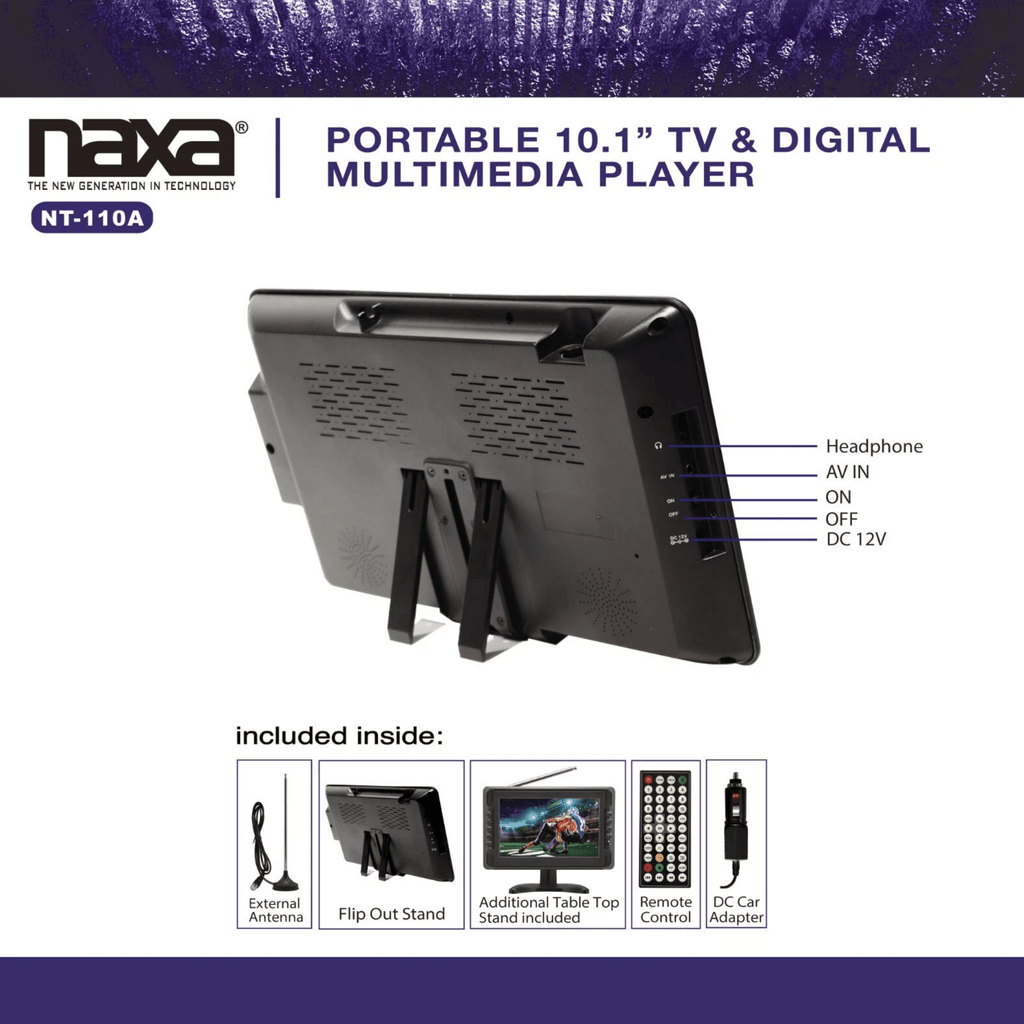 Naxa 10" Portable 12 Volt Television & Digital Multimedia Player