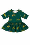 North Dakota State University Green Bison 3/4 Sleeve Twirl Bodysuit