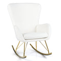 Nursery Rocking Chair with Curved Backrest and Armrests-White