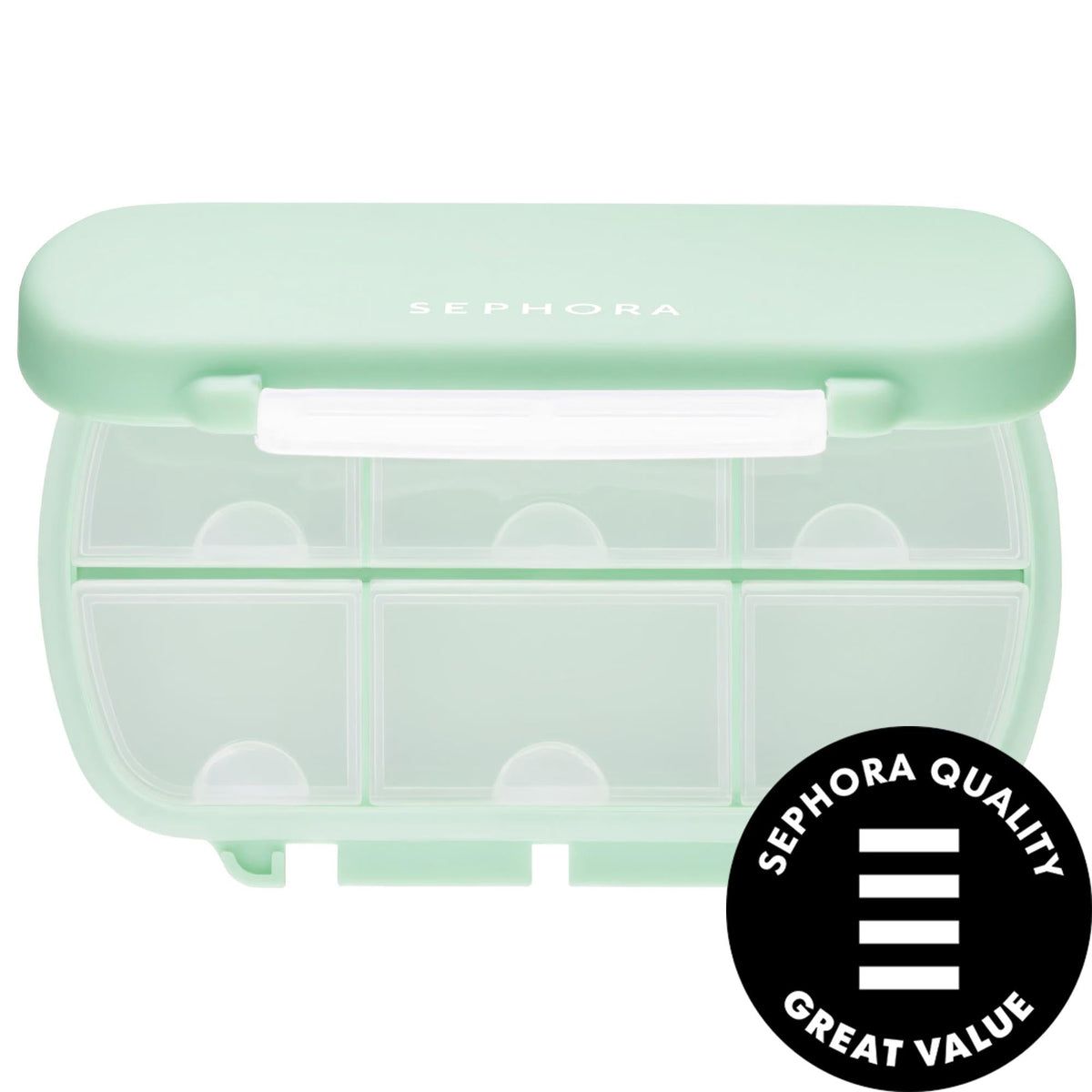 Sephora Collection Large Supplement Organizer: Portable Pill Case with 6 Compartments for Vitamins & Daily Medicine - Travel Friendly