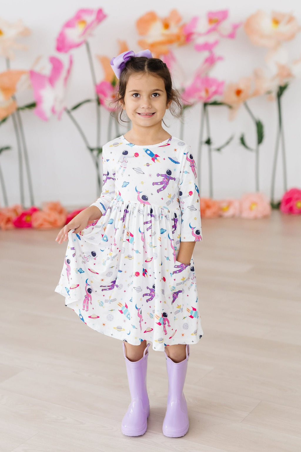 SALE Out of this World 3/4 Sleeve Pocket Twirl Dress