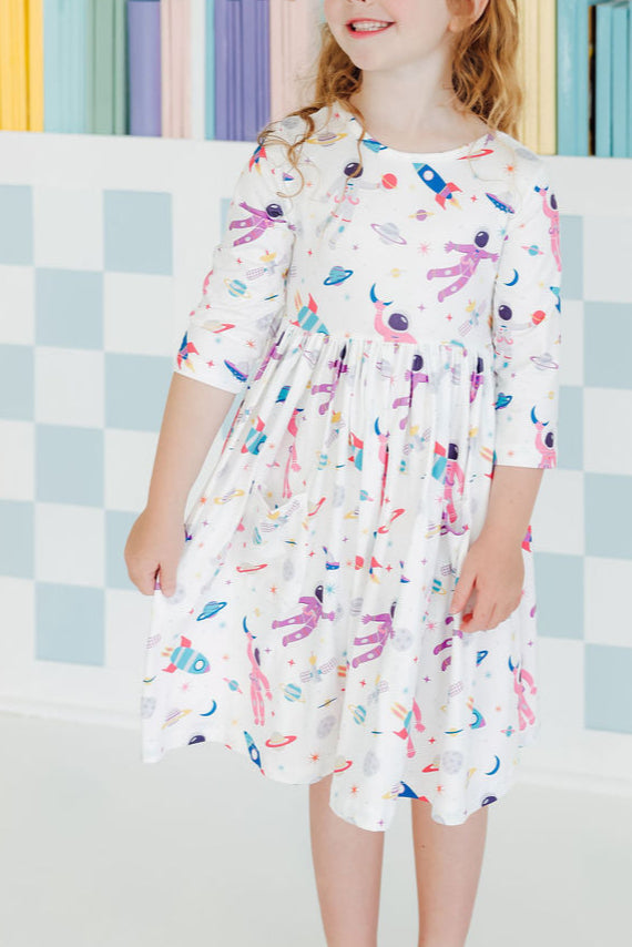SALE Out of this World 3/4 Sleeve Pocket Twirl Dress