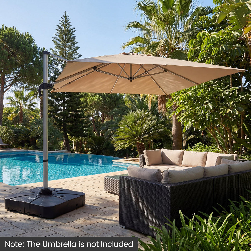 Outdoor Cantilever Umbrella Base Square Water and Sand Fillable Base