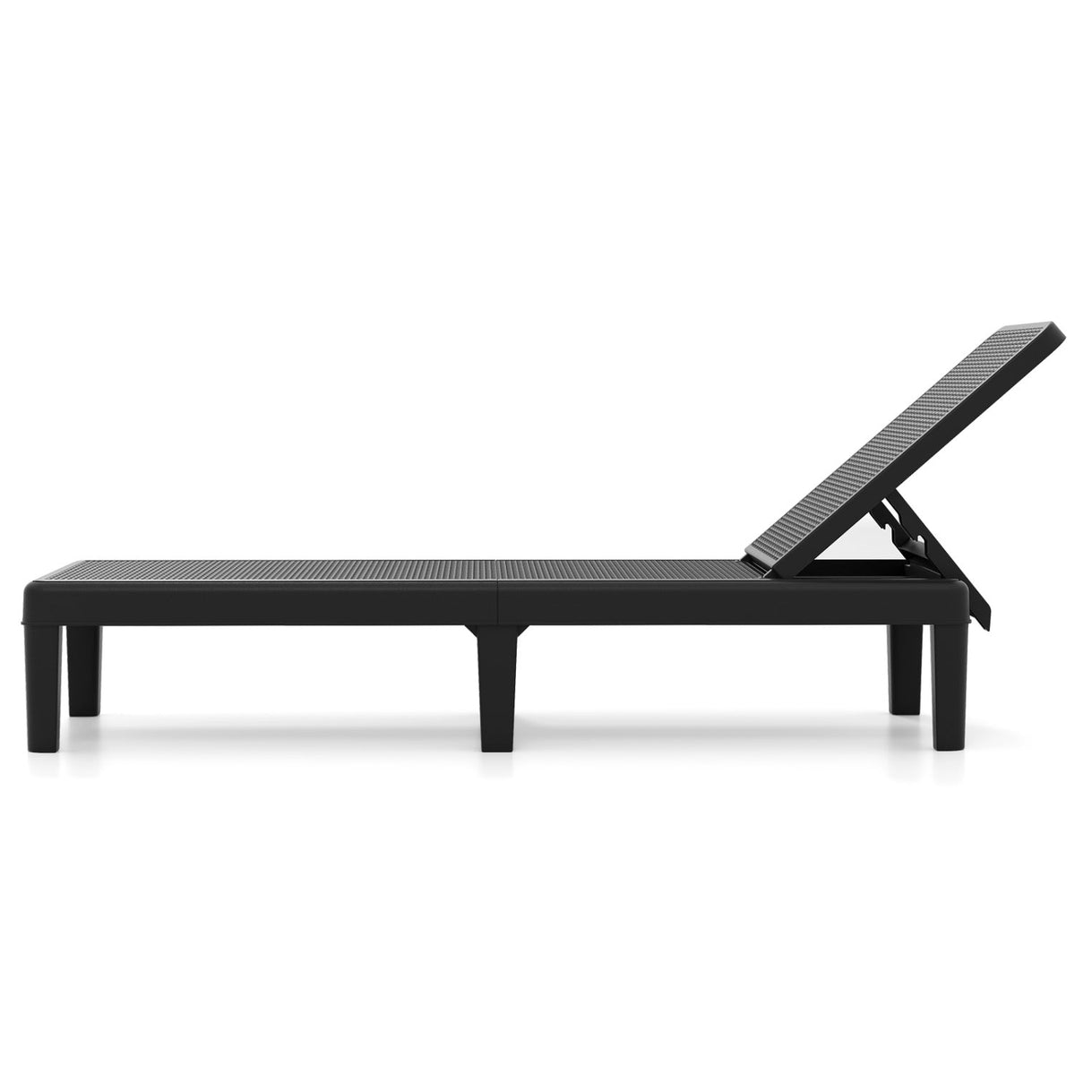 Outdoor Chaise Lounger Chair with Waterproof Rattan Textured PP Surface Set of 2