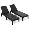 Outdoor Chaise Lounger Chair with Waterproof Rattan Textured PP Surface Set of 2