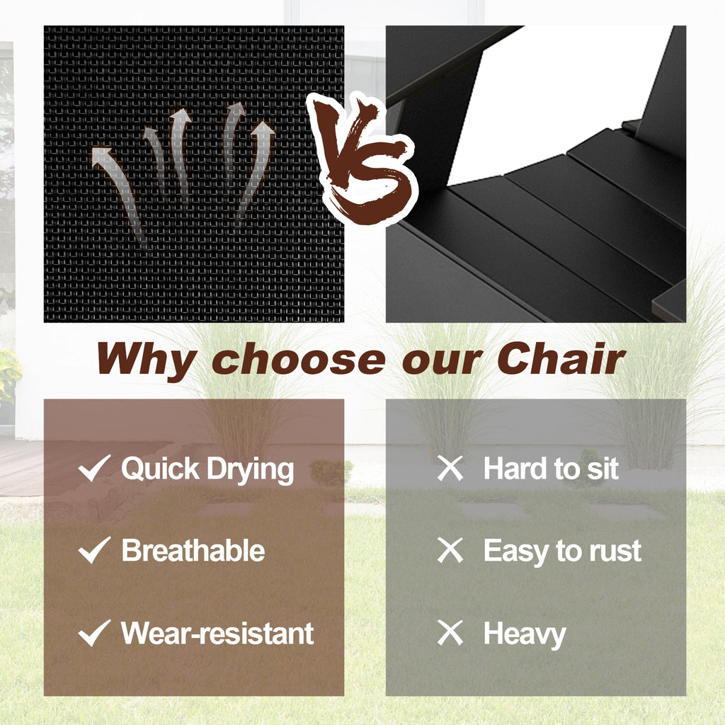 Outdoor Folding Sling Chairs Set of 4 with Armrest and Backrest