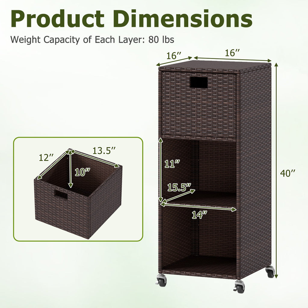 Outdoor Storage Cabinet with Drawer and 3 Shelves for Backyard