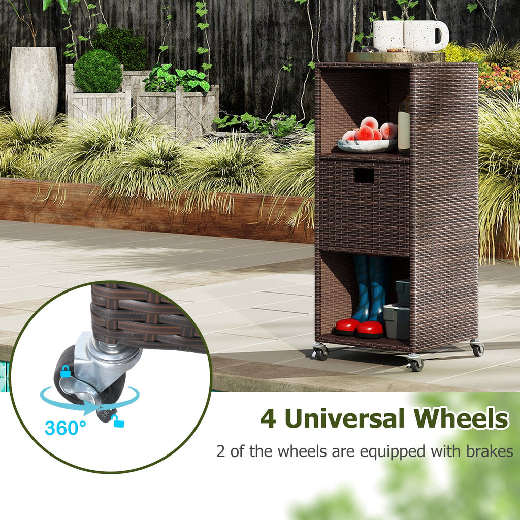 Outdoor Storage Cabinet with Drawer and 3 Shelves for Backyard