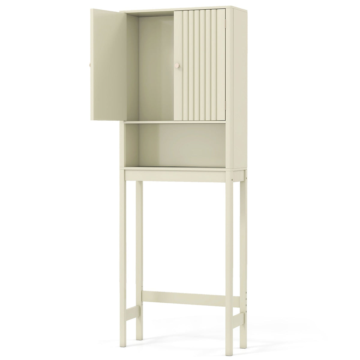 Over The Toilet Storage Cabinet with Fluted Doors