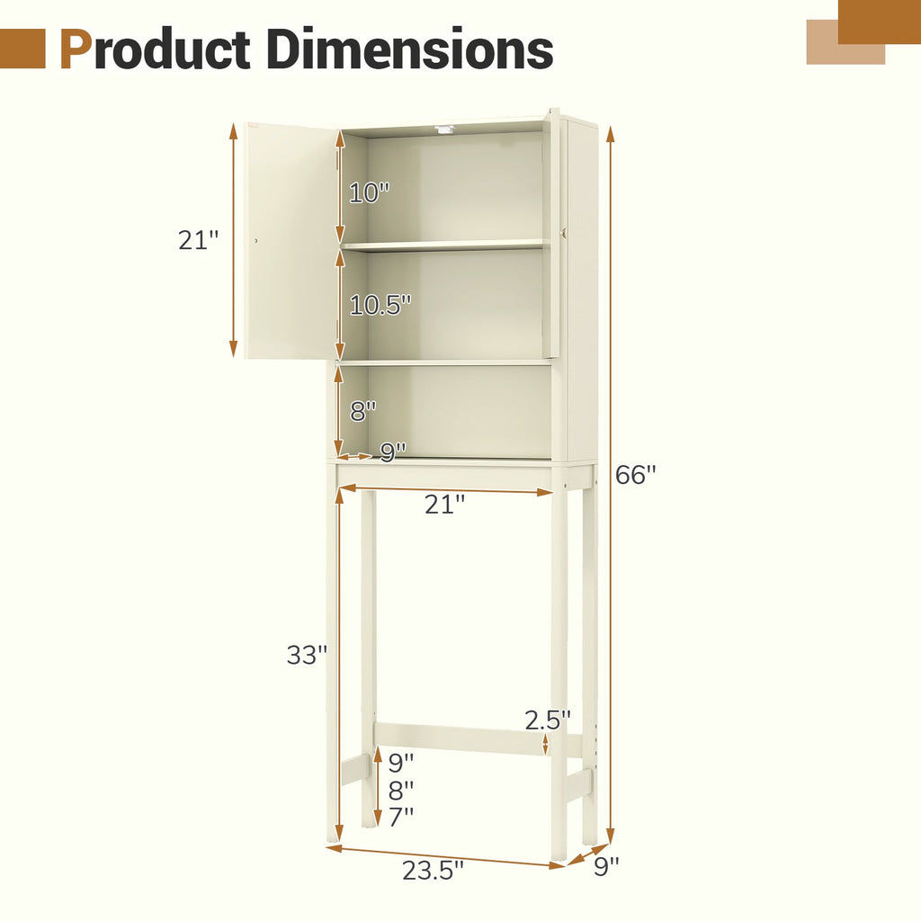 Over The Toilet Storage Cabinet with Fluted Doors
