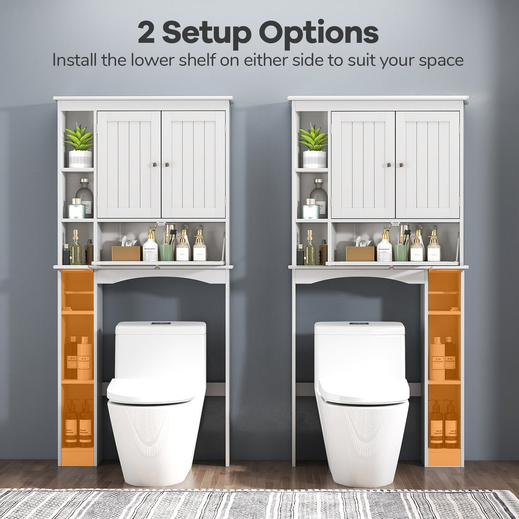 Over the Toilet Storage Cabinet with Adjustable Shelf and Bottom Bar-White