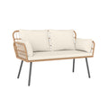 Oversized Rattan Egg Lounge Chair & 2-Seat Rattan Sofa with Cushions
