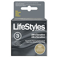 LifeStyles® Ultra Sensitive Lubricated Latex Condom, 3-Pack x 6 EA