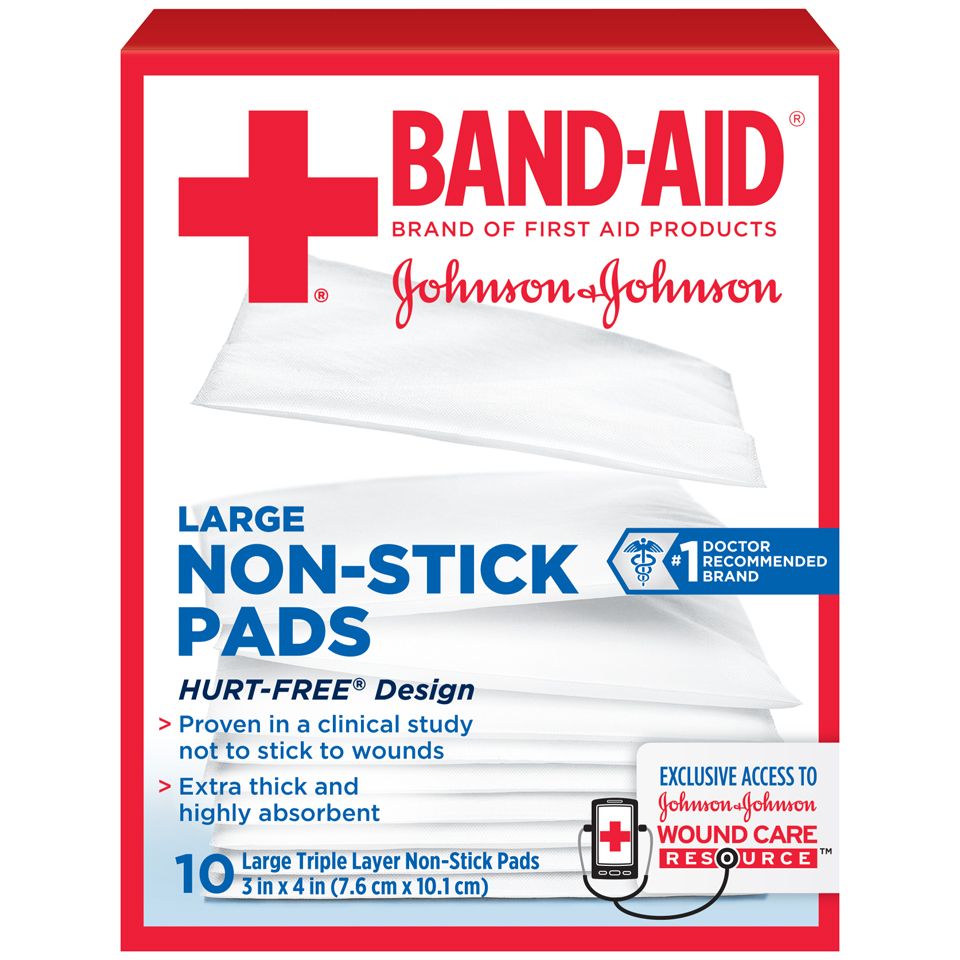 Band-Aid Brand Hurt-Free Non-Stick Pads – Large (10 Count)