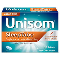 Unisom SleepTabs Nighttime Sleep Aid, 25mg Doxylamine Succinate, 80 Count