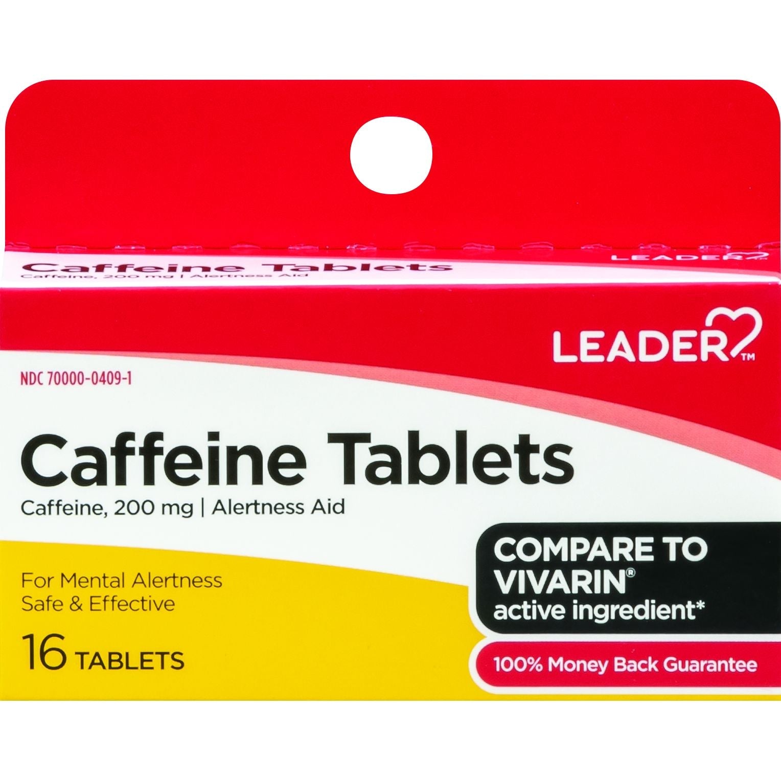 Leader™ Caffeine Tablets 200mg, 16 Count - Maximum Strength Energy Support