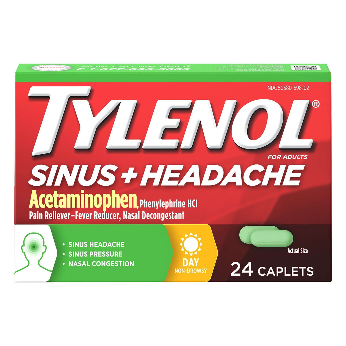 Tylenol® Sinus/Headache Daytime 5 mg - 325 mg Tablet, 24 EA