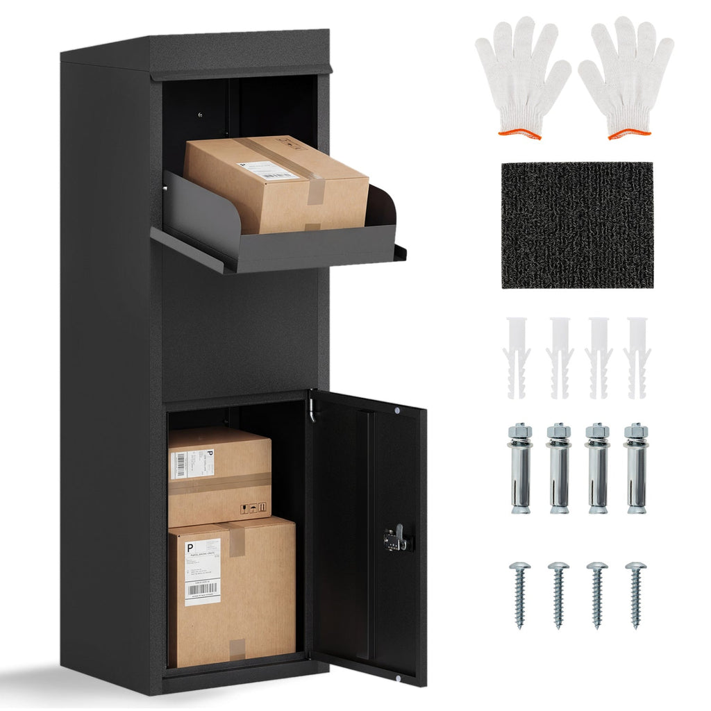 Package Delivery Box for Outside with Anti-Theft Baffle Sloped Roof