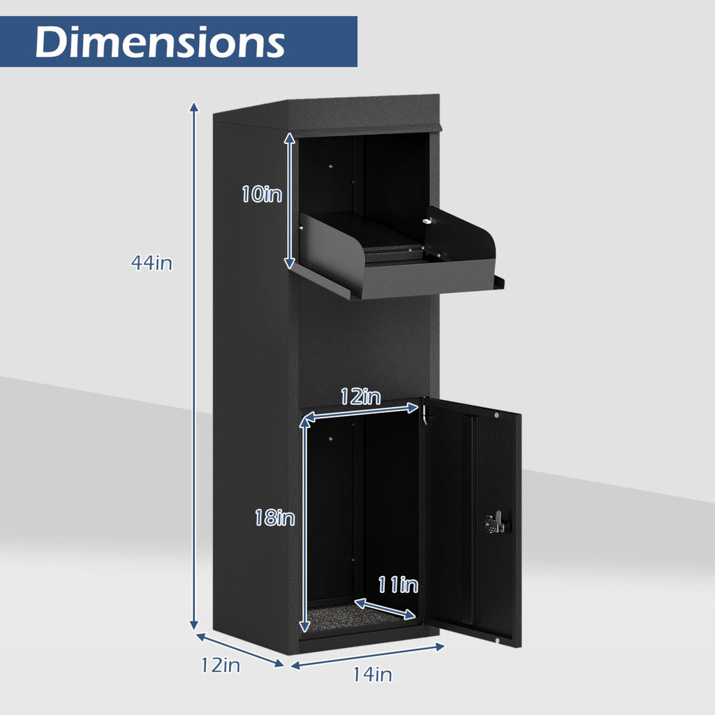 Package Delivery Box for Outside with Anti-Theft Baffle Sloped Roof