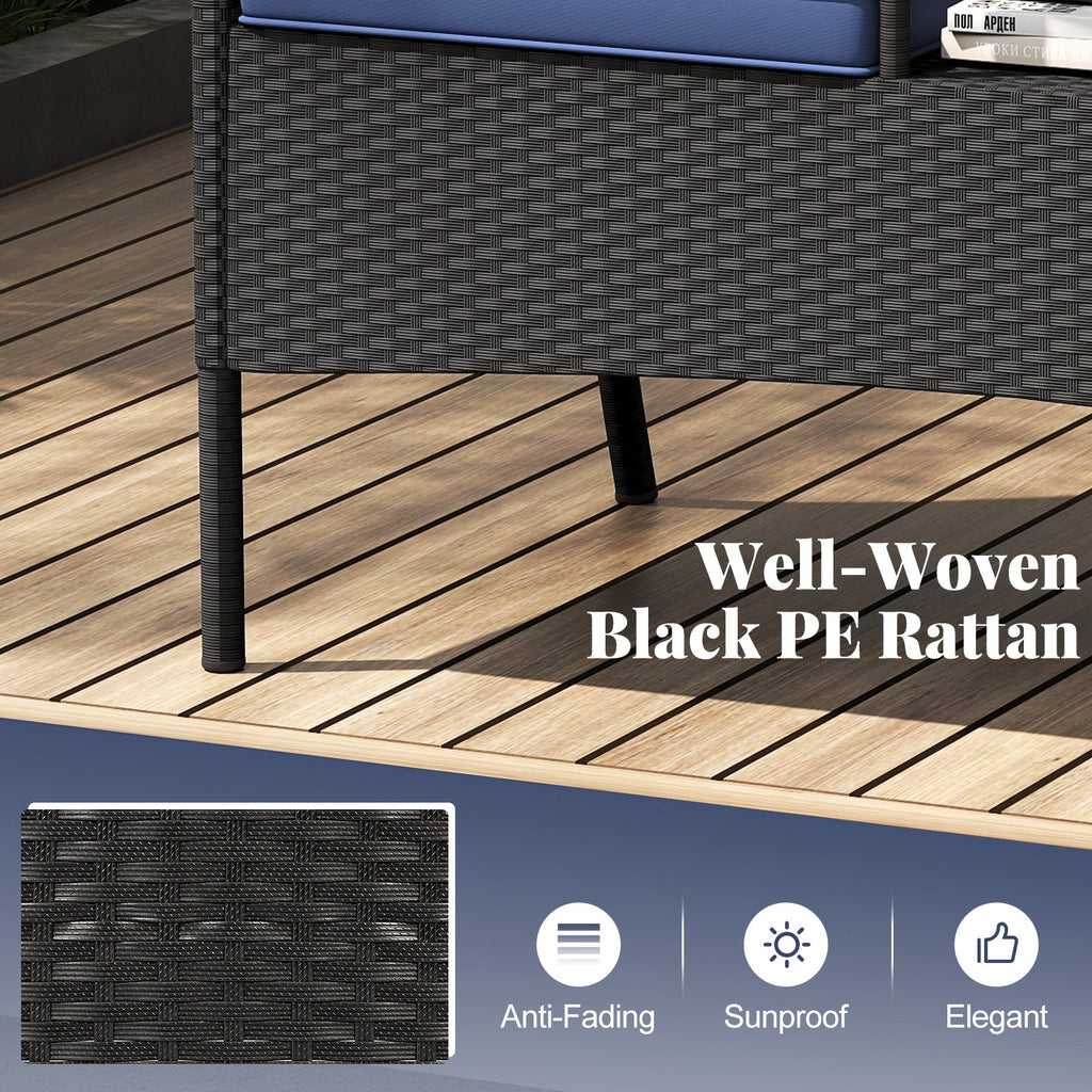 Patio Loveseat with Built-in Table for Backyard Porch