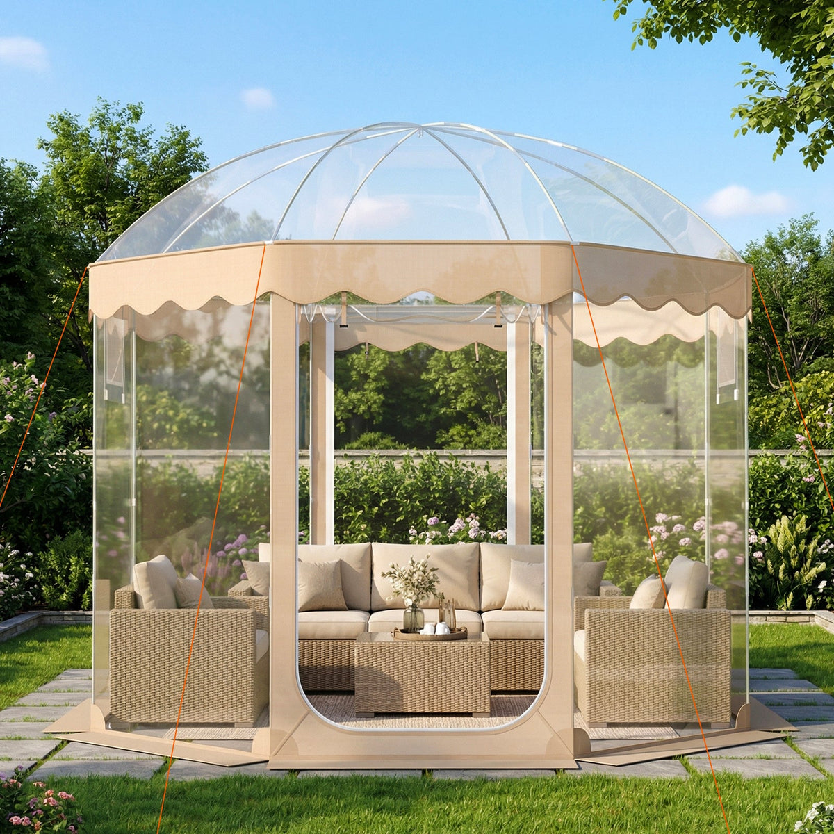 Pop Up Bubble Tent 10x10 FT for 8-10 People Weatherproof Pod with 540¬∞ Panoramic Clear PVC