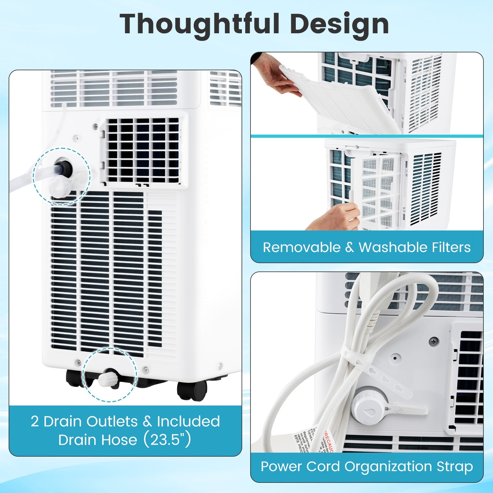 8200/10000 BTU Portable Air Conditioner 3-in-1 Stand up AC Unit with Dehumidifier