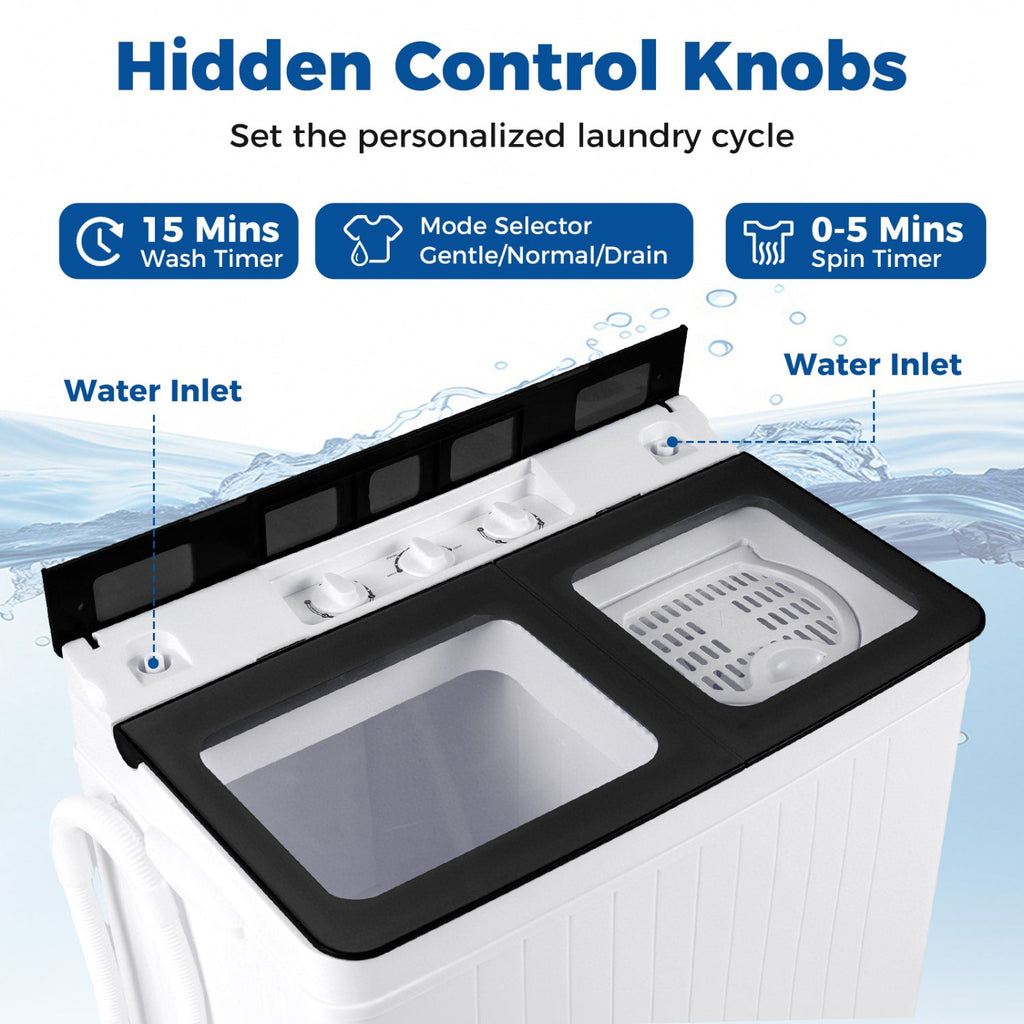 Portable Washing Machine with 18 LBS Washer and 8 LBS Spinner Combo