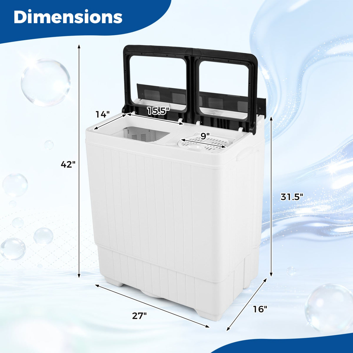 Portable Washing Machine with 18 LBS Washer and 8 LBS Spinner Combo
